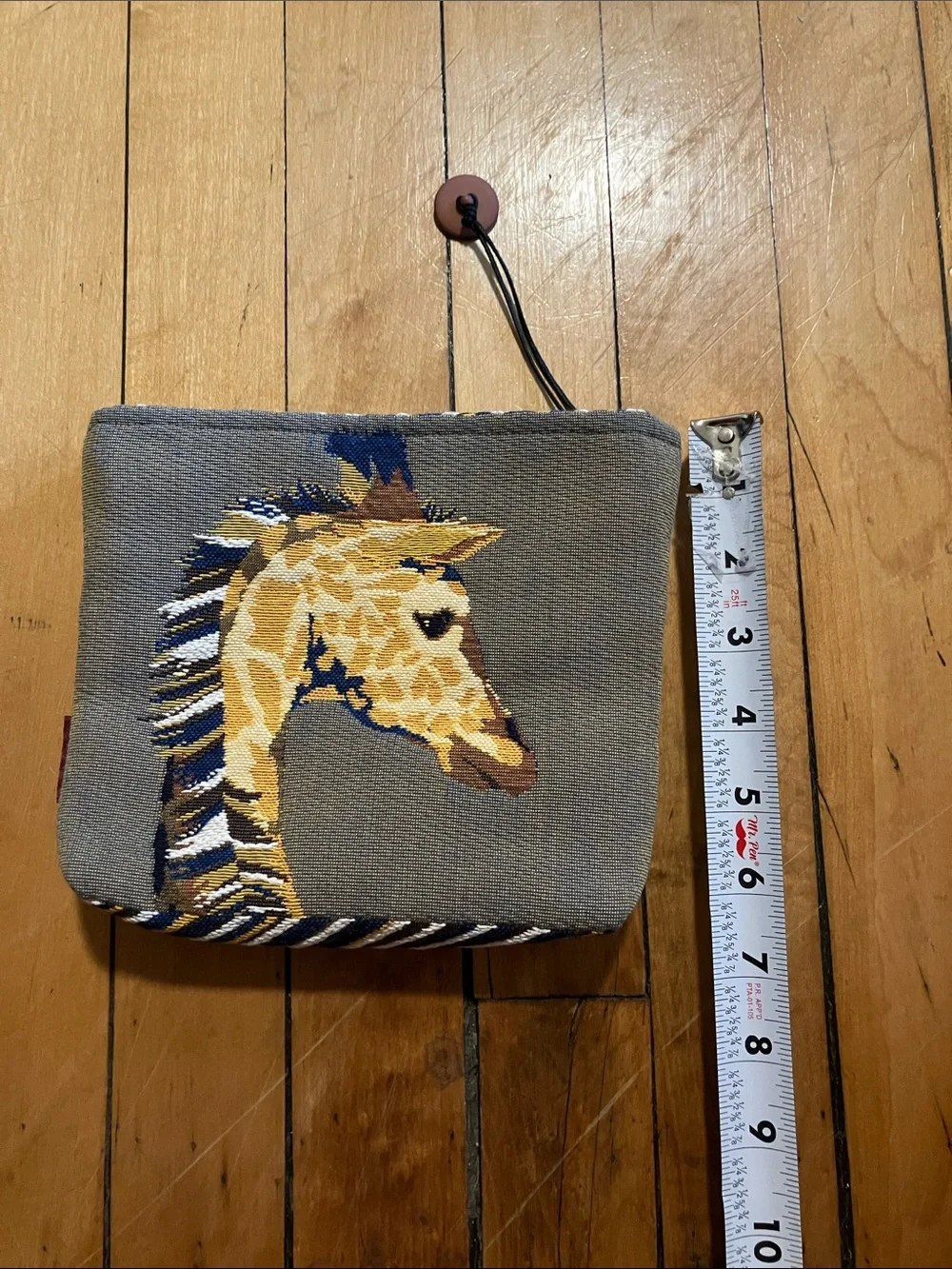 Iosis Giraffe Blue and Gray Embroidered Small Bag